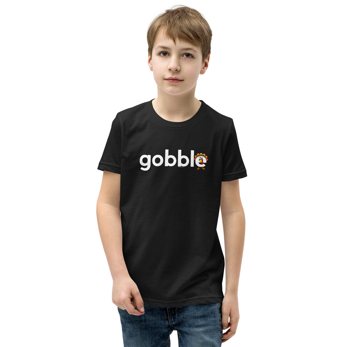 Gobble Turkey Tail Kids Thanksgiving T-Shirt White