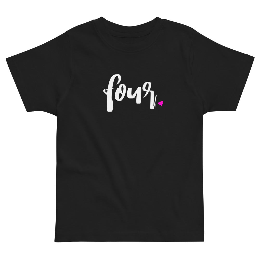 Girls 4th Birthday Shirt Four - Script