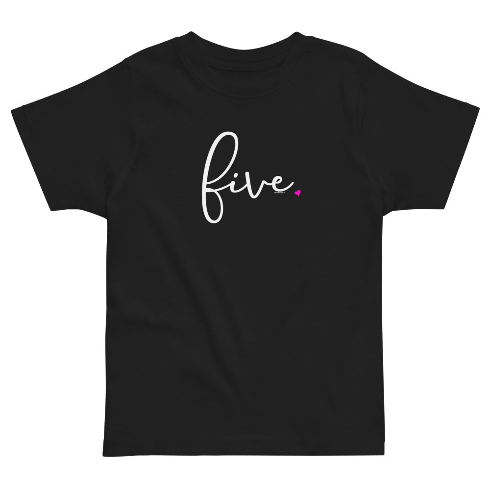 Girls 5th Birthday Shirt Five - Fine Script