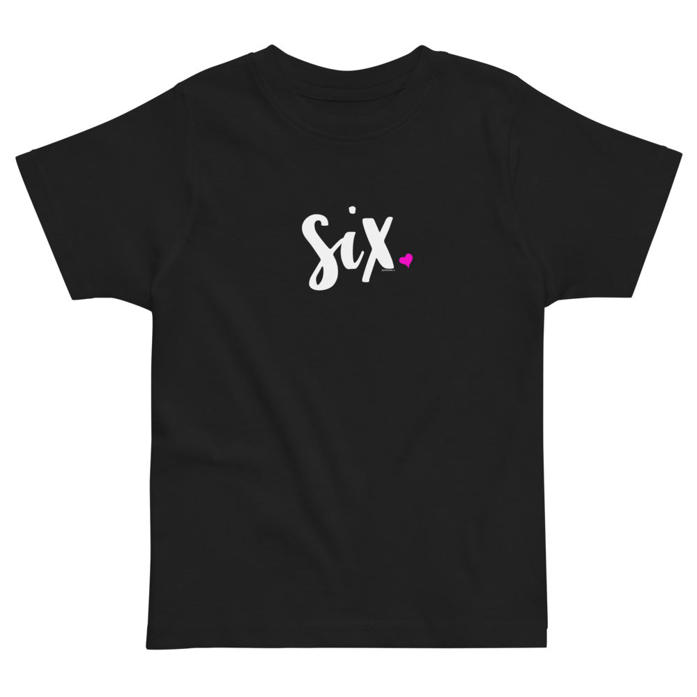 Girls 6th Birthday Shirt Six - Script