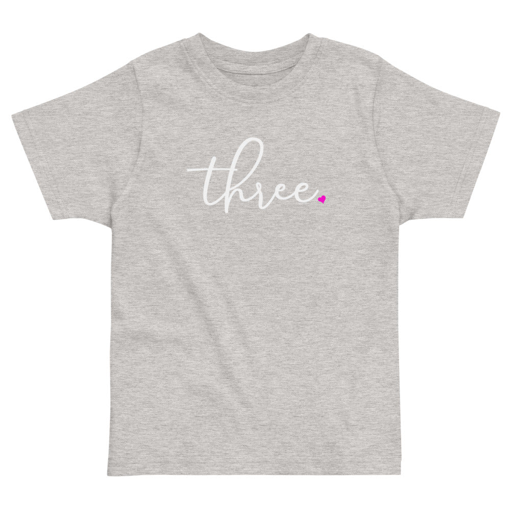 Girls 3rd Birthday Shirt Three - Fine Script