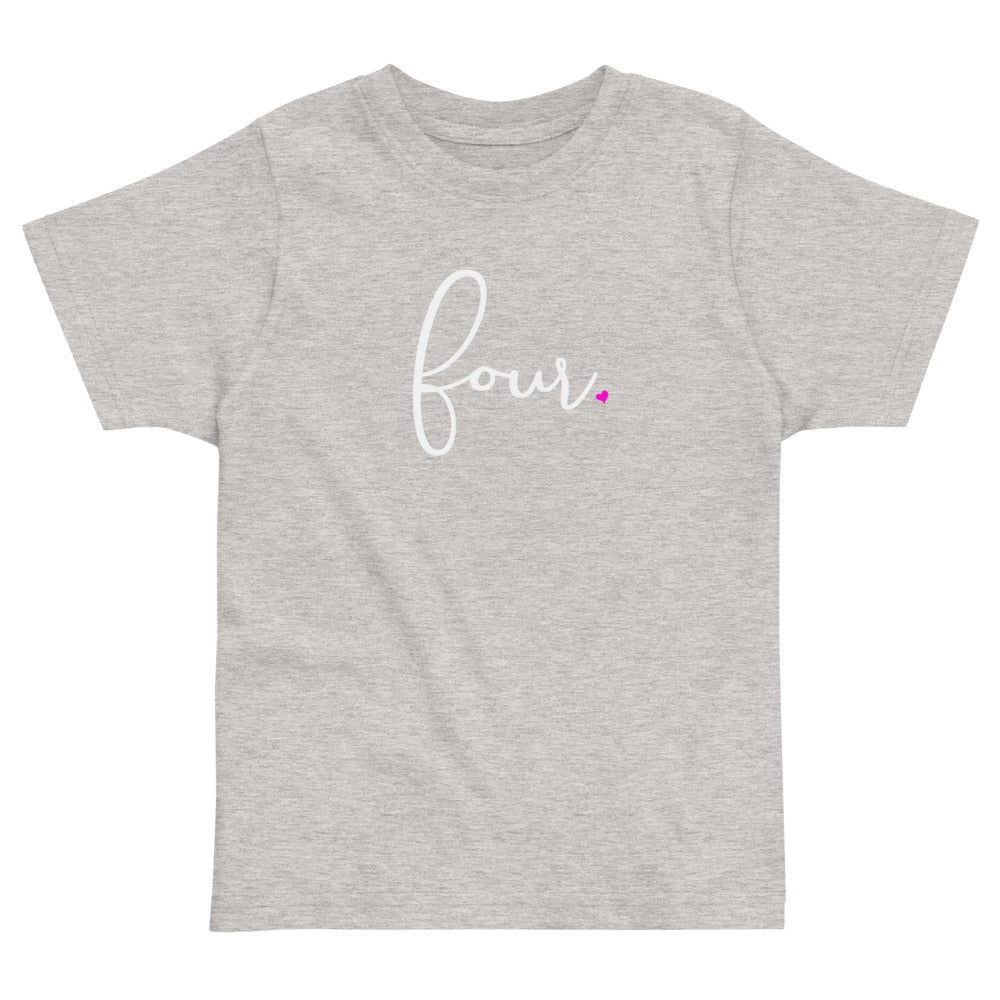 Girls 4th Birthday Shirt Four - Fine Script