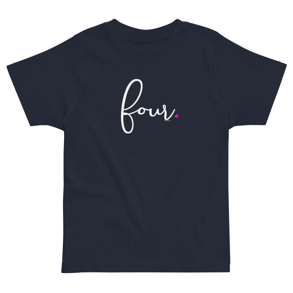 Girls 4th Birthday Shirt Four - Fine Script