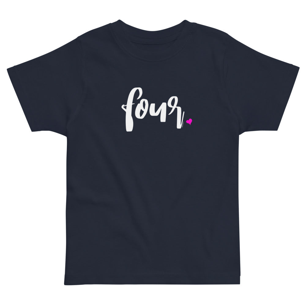 Girls 4th Birthday Shirt Four - Script