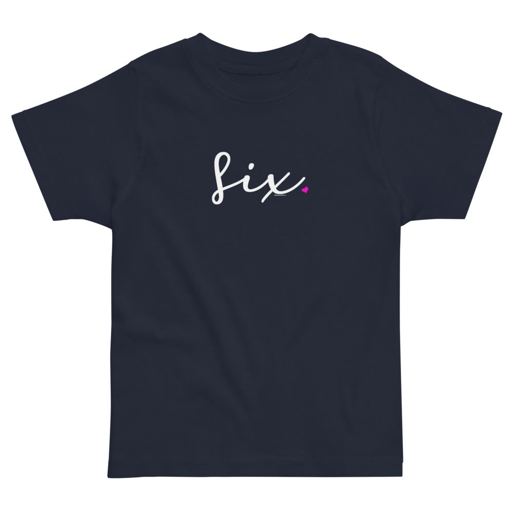 Girls 6th Birthday Shirt Six - Fine Script