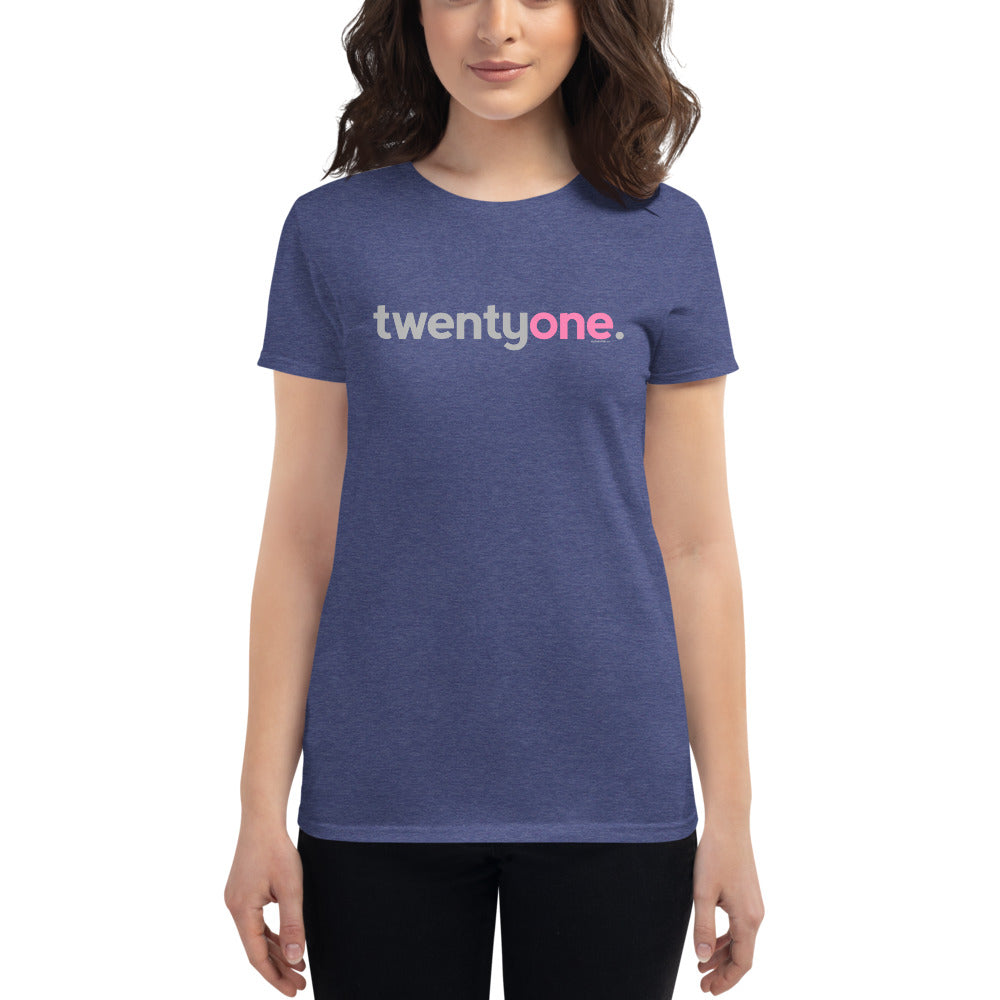 Womens 21st Birthday T-Shirt Twentyone - Original Pink