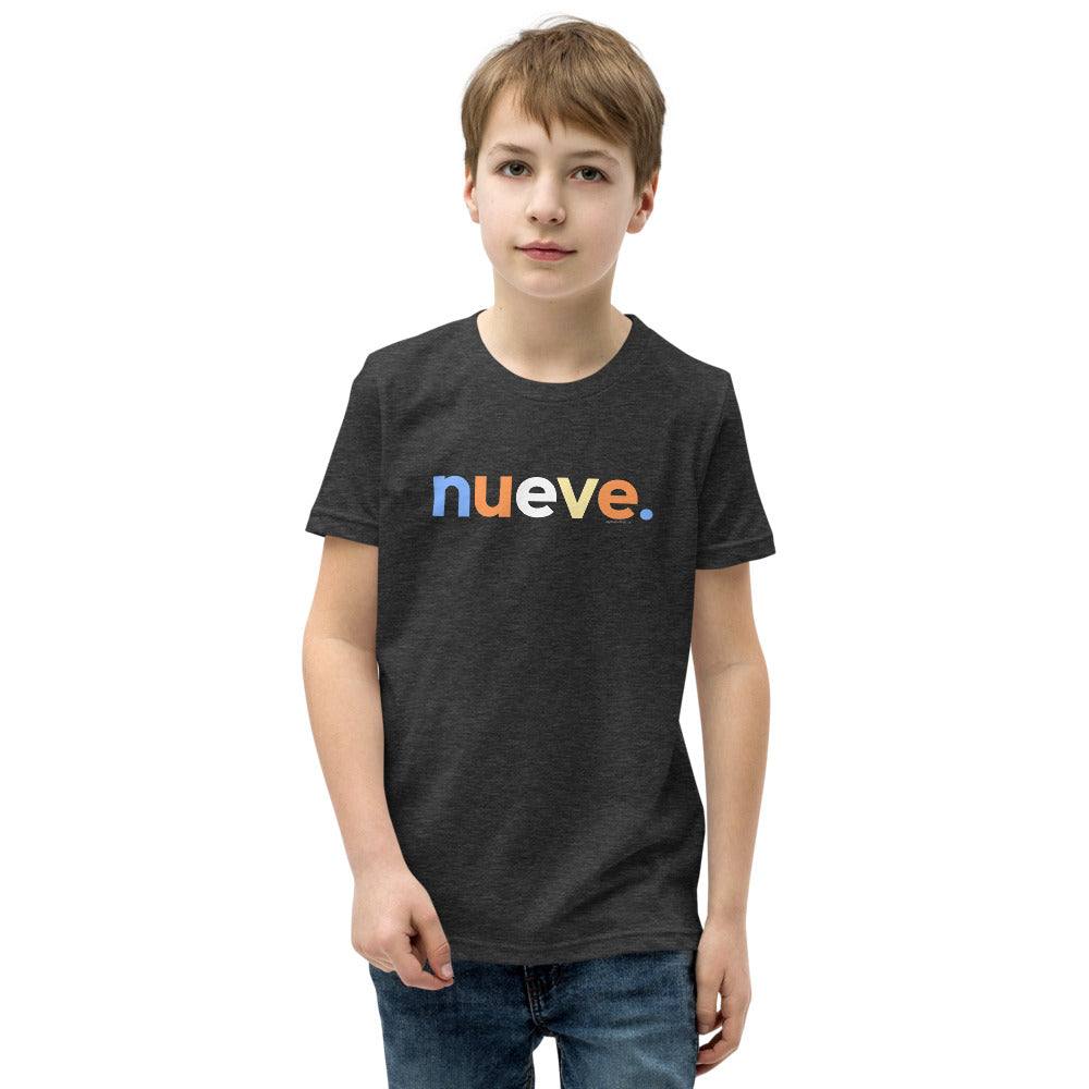 Girls 9th Birthday Shirt Nueve Spanish – Alternate