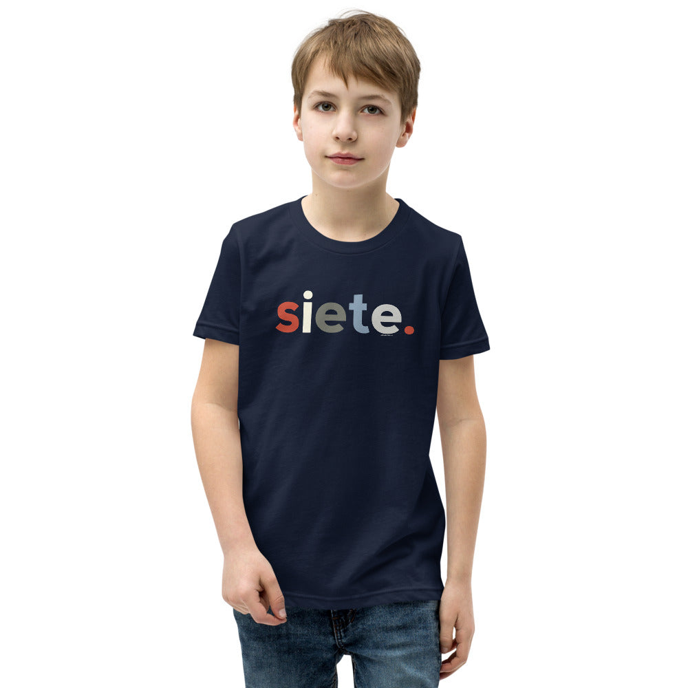 Boys 7th Birthday Shirt Siete Spanish – Alternate