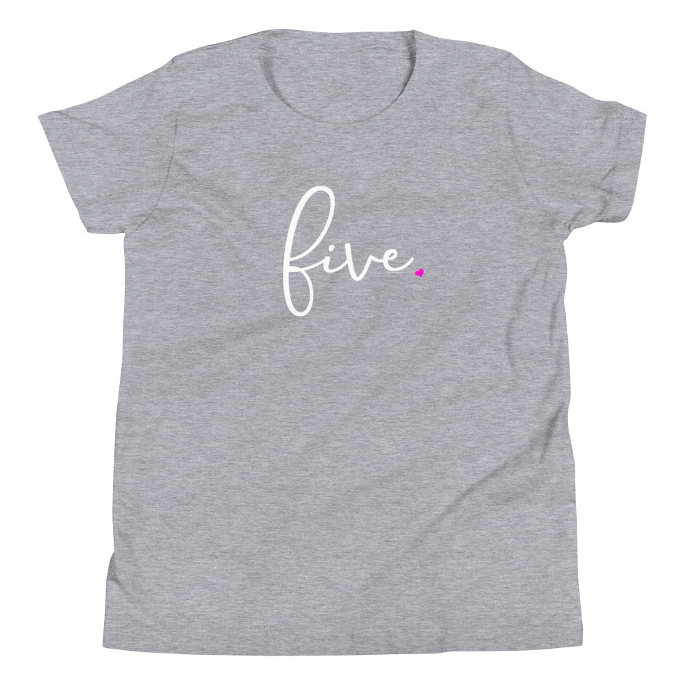 Girls 5th Birthday Shirt Five - Fine Script