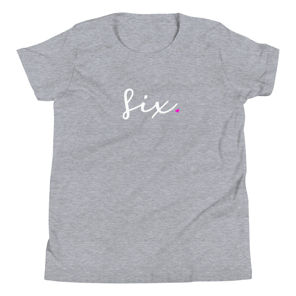 Girls 6th Birthday Shirt Six - Fine Script