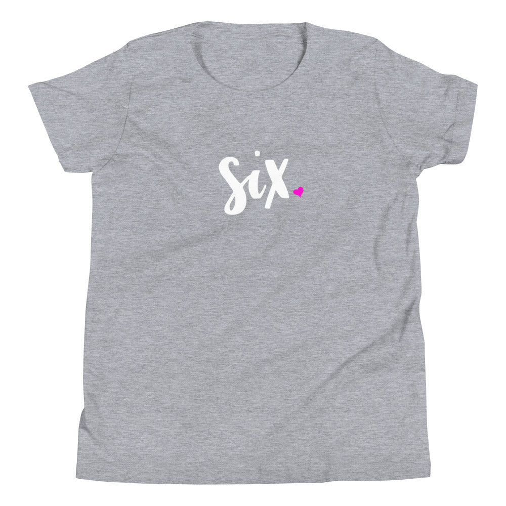 Girls 6th Birthday Shirt Six - Script