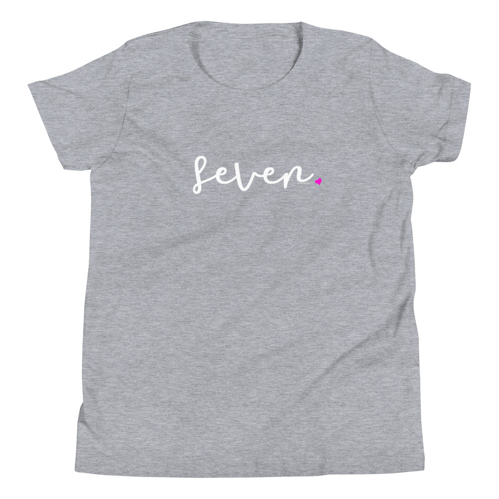 Girls 7th Birthday Shirt Seven - Fine Script