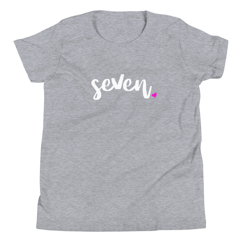 Girls 7th Birthday Shirt Seven - Script