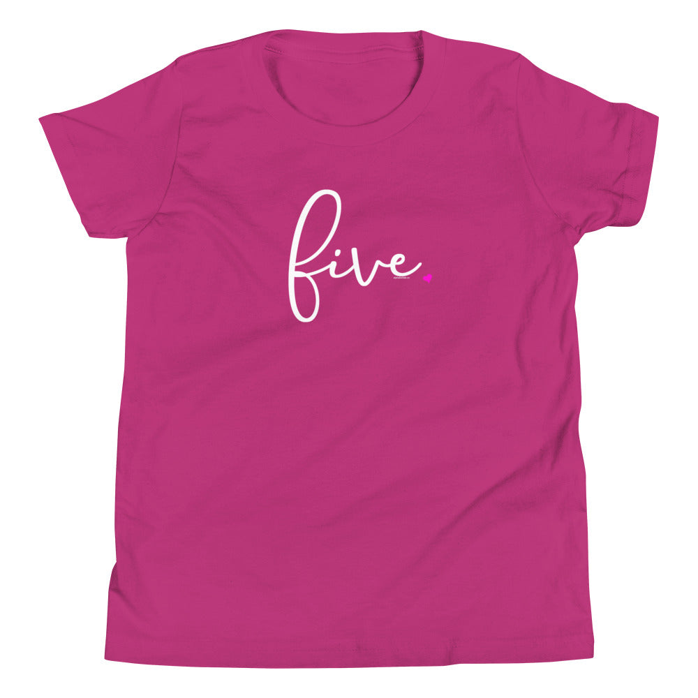 Girls 5th Birthday Shirt Five - Fine Script