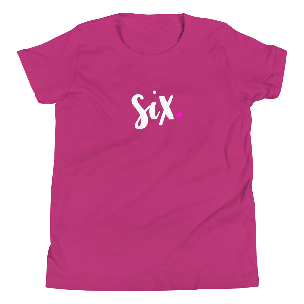 Girls 6th Birthday Shirt Six - Script