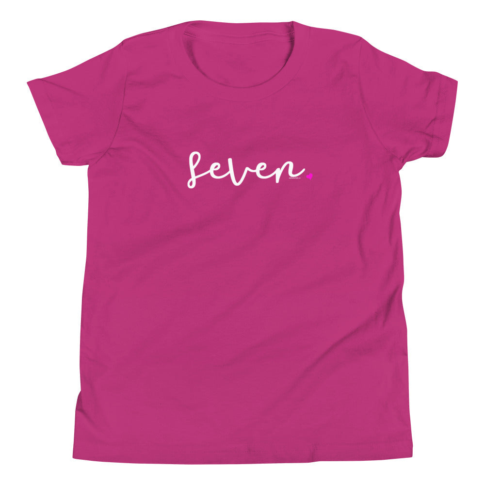 Girls 7th Birthday Shirt Seven - Fine Script