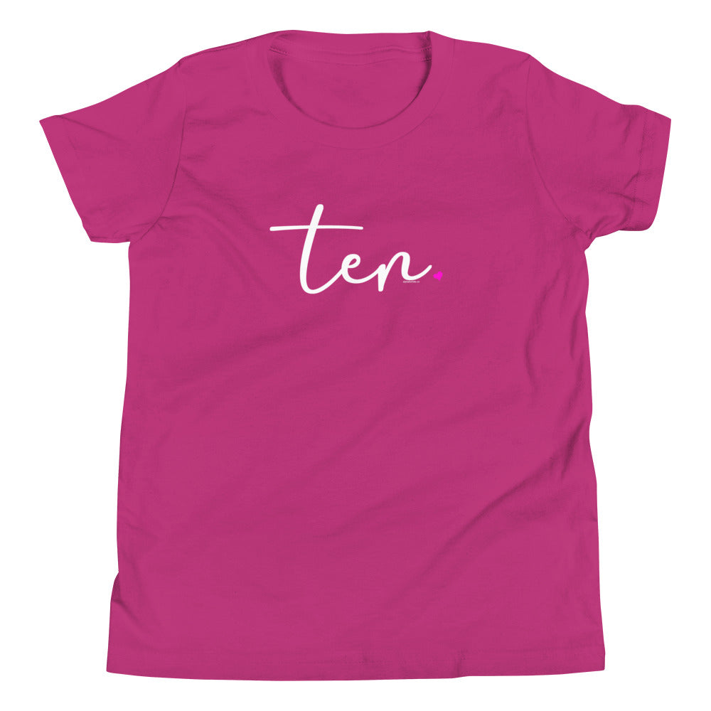 Girls 10th Birthday Shirt Ten - Fine Script