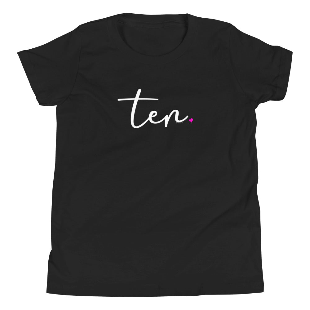 Girls 10th Birthday Shirt Ten - Fine Script