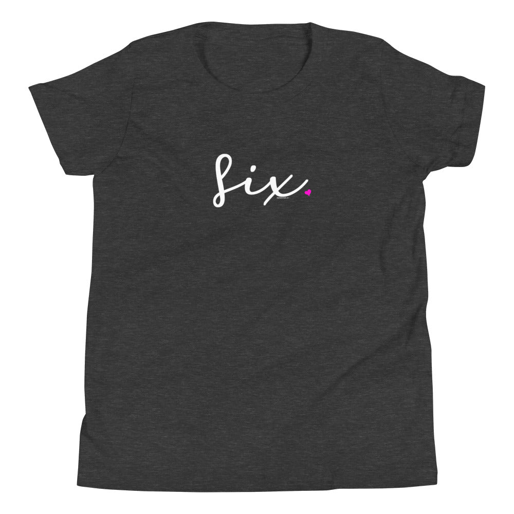 Girls 6th Birthday Shirt Six - Fine Script