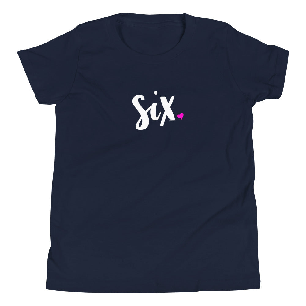 Girls 6th Birthday Shirt Six - Script